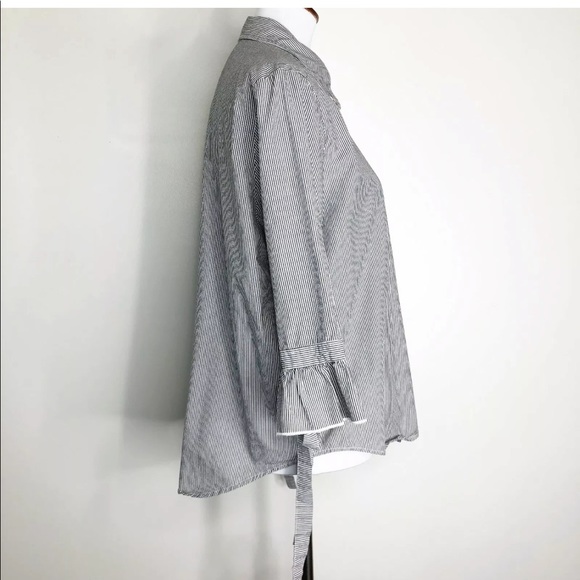 VELVET HEART Striped Shirt Bell Tie Sleeves Sz. L - Picture 3 of 8